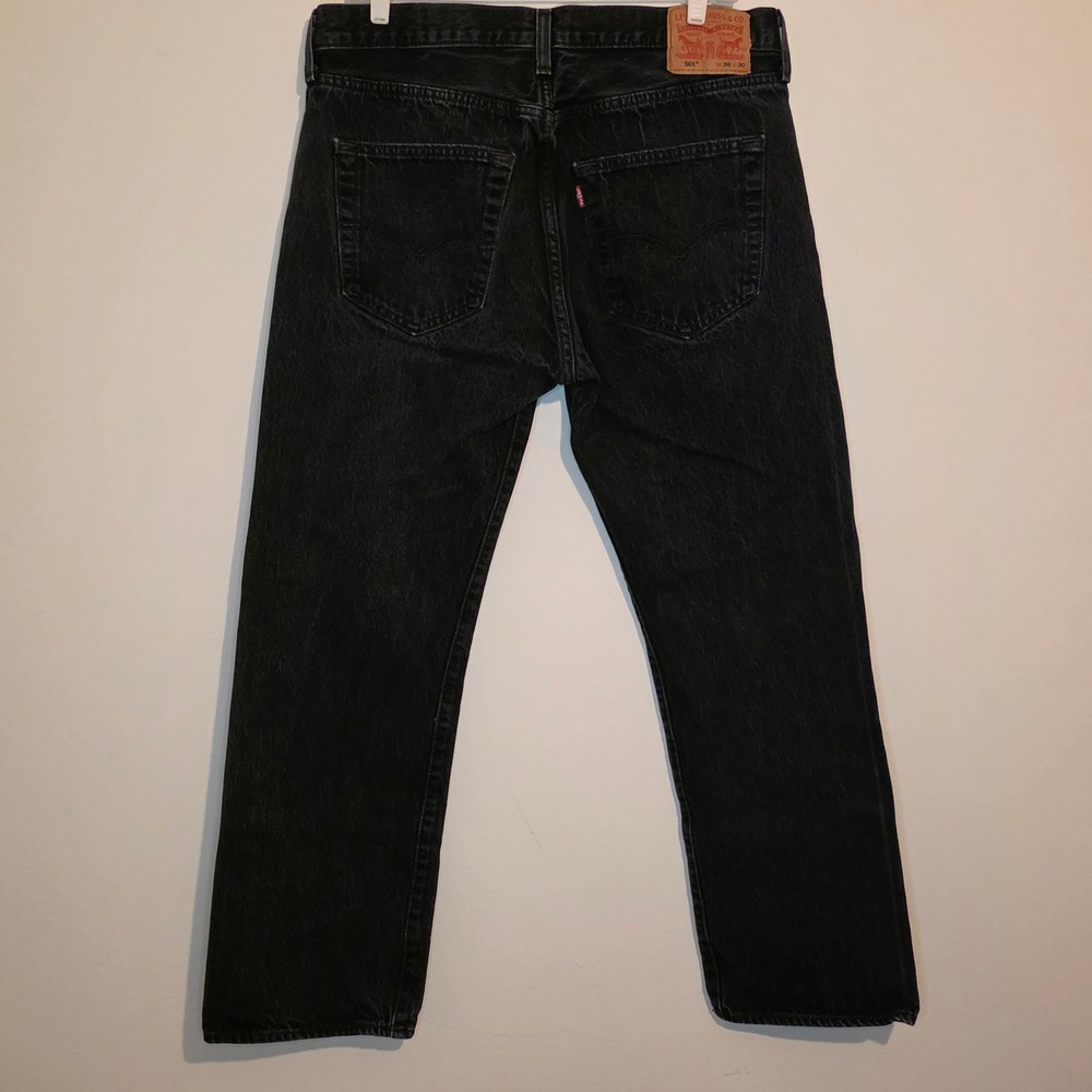 Levi‎ Strauss Co 501 Original Fit Button Fly Black Denim Jeans Mens W36 L30 - Picture 5 of 15